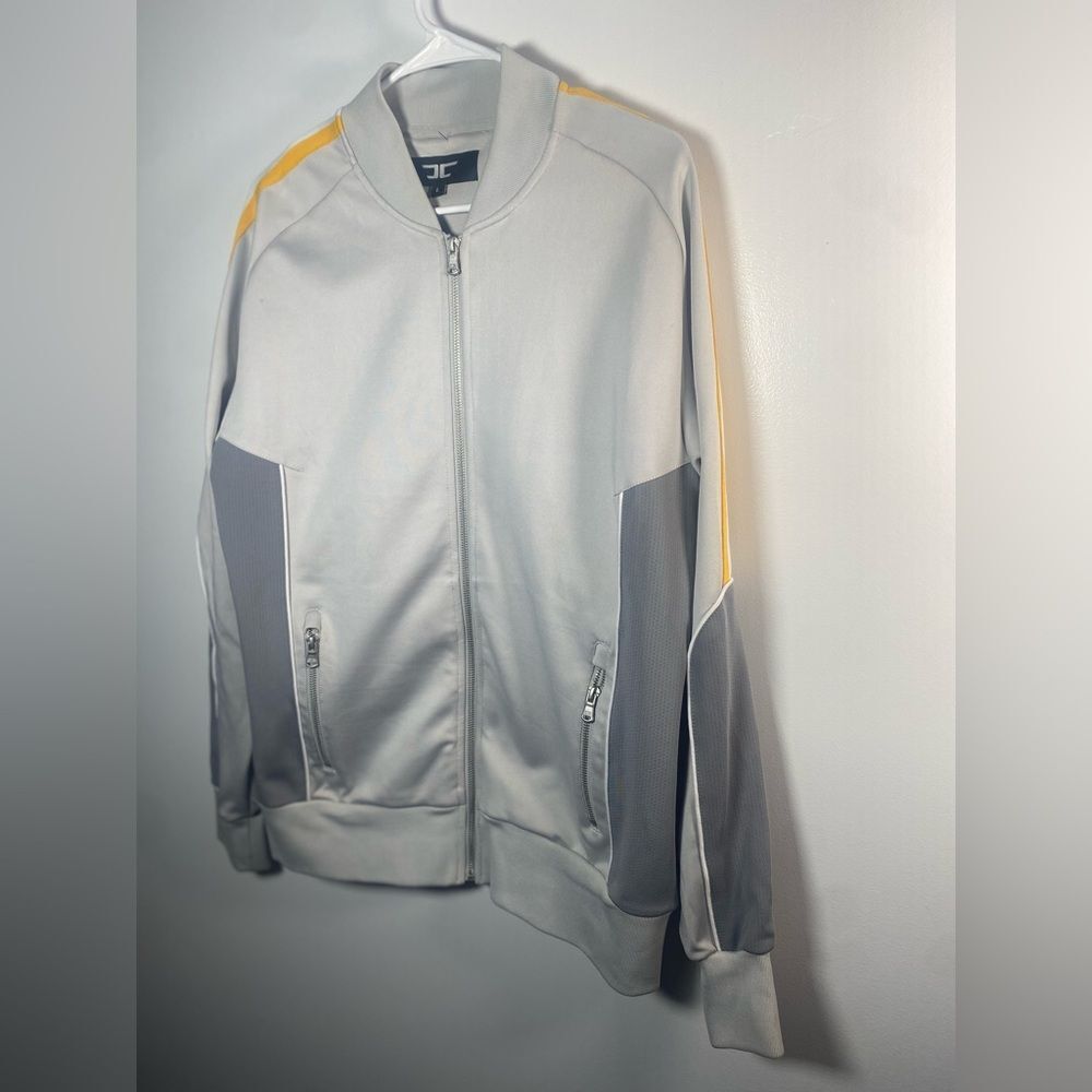 Jordan Craig Gray Bomber Jacket with Yellow Accents
